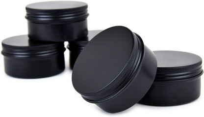 6 oz 12 Packs Black Round Aluminum Tin Cans Screw Top Metal Steel Tins Empty Slip Slide Cosmetic Sample Containers Storage Organization for Salve Crafts Spice Candles