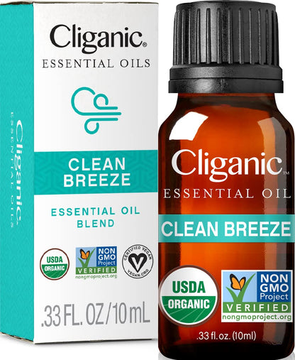 Cliganic Organic Essential Oils Set (Top 5) - 100% Pure Natural - Aromatherapy, Candle Making - Peppermint, Lavender, Eucalyptus, Lemongrass & Orange (Packaging May Vary)