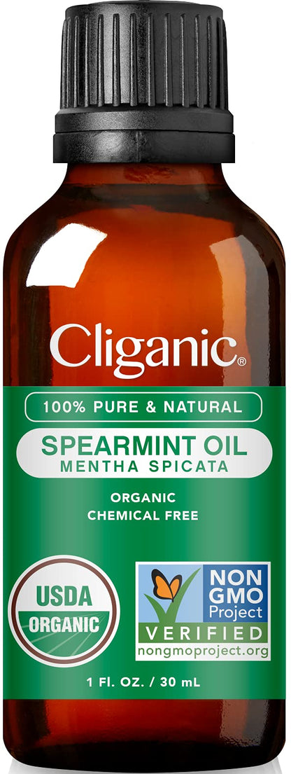 Cliganic Organic Essential Oils Set (Top 5) - 100% Pure Natural - Aromatherapy, Candle Making - Peppermint, Lavender, Eucalyptus, Lemongrass & Orange (Packaging May Vary)