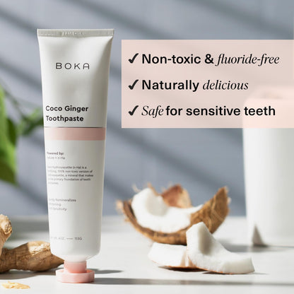Boka Fluoride Free Toothpaste Nano Hydroxyapatite, Stocking Stuffers Remineralizing, Whitening - Dentist Recommended for Adult, Kids Oral Care Ela Mint Flavor, 4 Fl Oz 1Pk US Manufactured