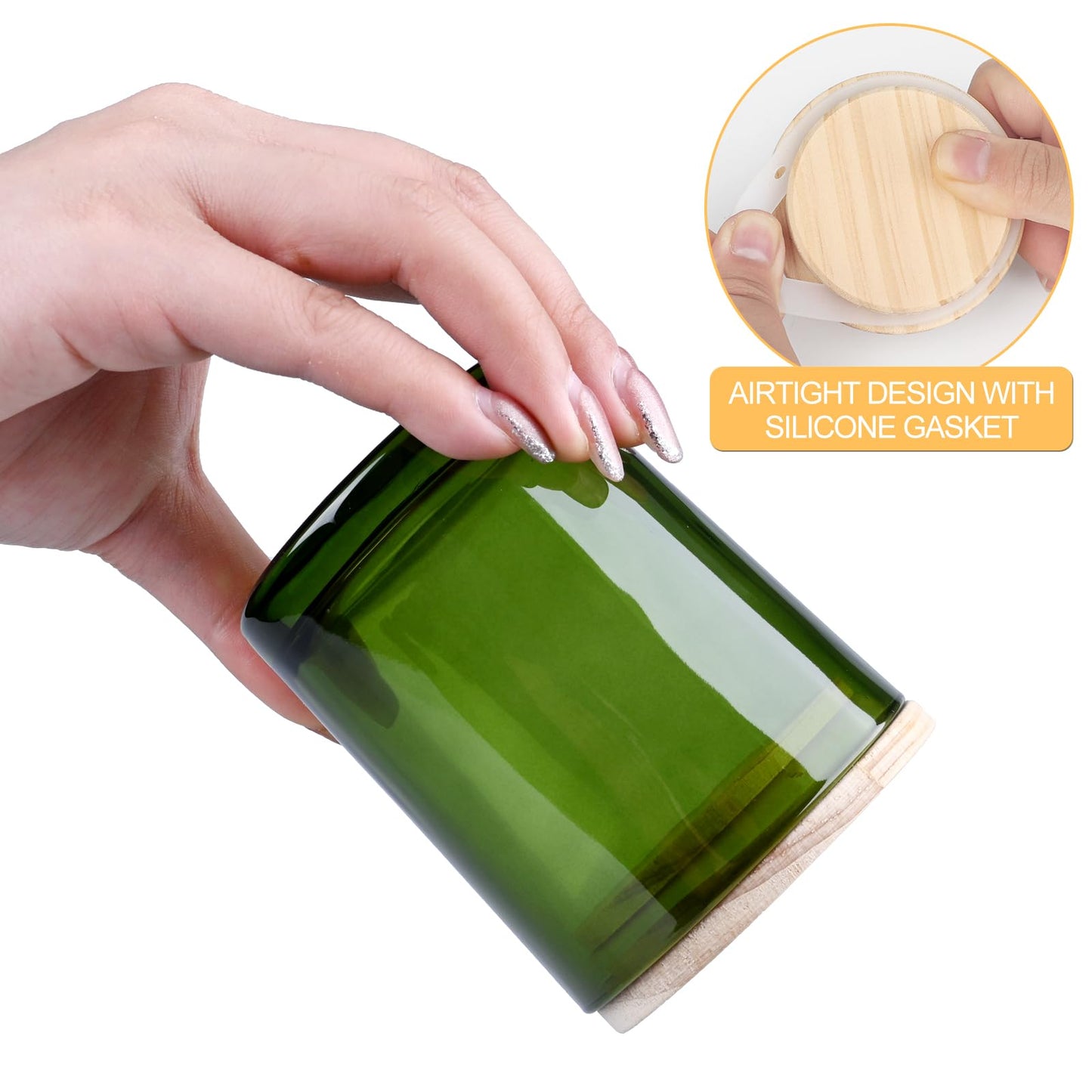 Thick Candle Jars for Making Candles 16 Pcs, 7 OZ Empty Jars with Wood Lids for Candle Making, Sample Container, Frosted White