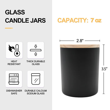 Thick Candle Jars for Making Candles 16 Pcs, 7 OZ Empty Jars with Wood Lids for Candle Making, Sample Container, Frosted White