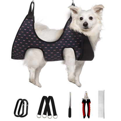 Supet Dog Grooming Hammock for Small Dogs Cat, Relaxation Pet Grooming Hammock Restraint for Nail Trimming (Coral Blue, S（ Legs Spacing：7-10.2" / Max W：15-35LBS）)