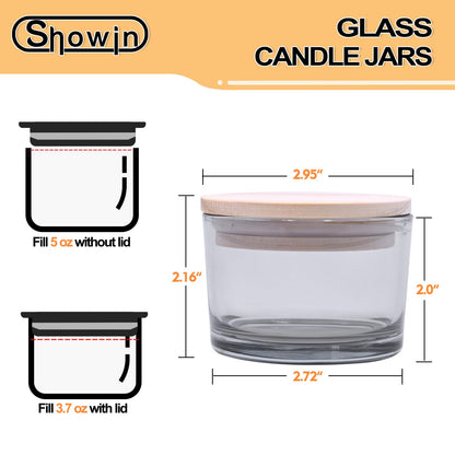 Thick Candle Jars for Making Candles 16 Pcs, 7 OZ Empty Jars with Wood Lids for Candle Making, Sample Container, Frosted White