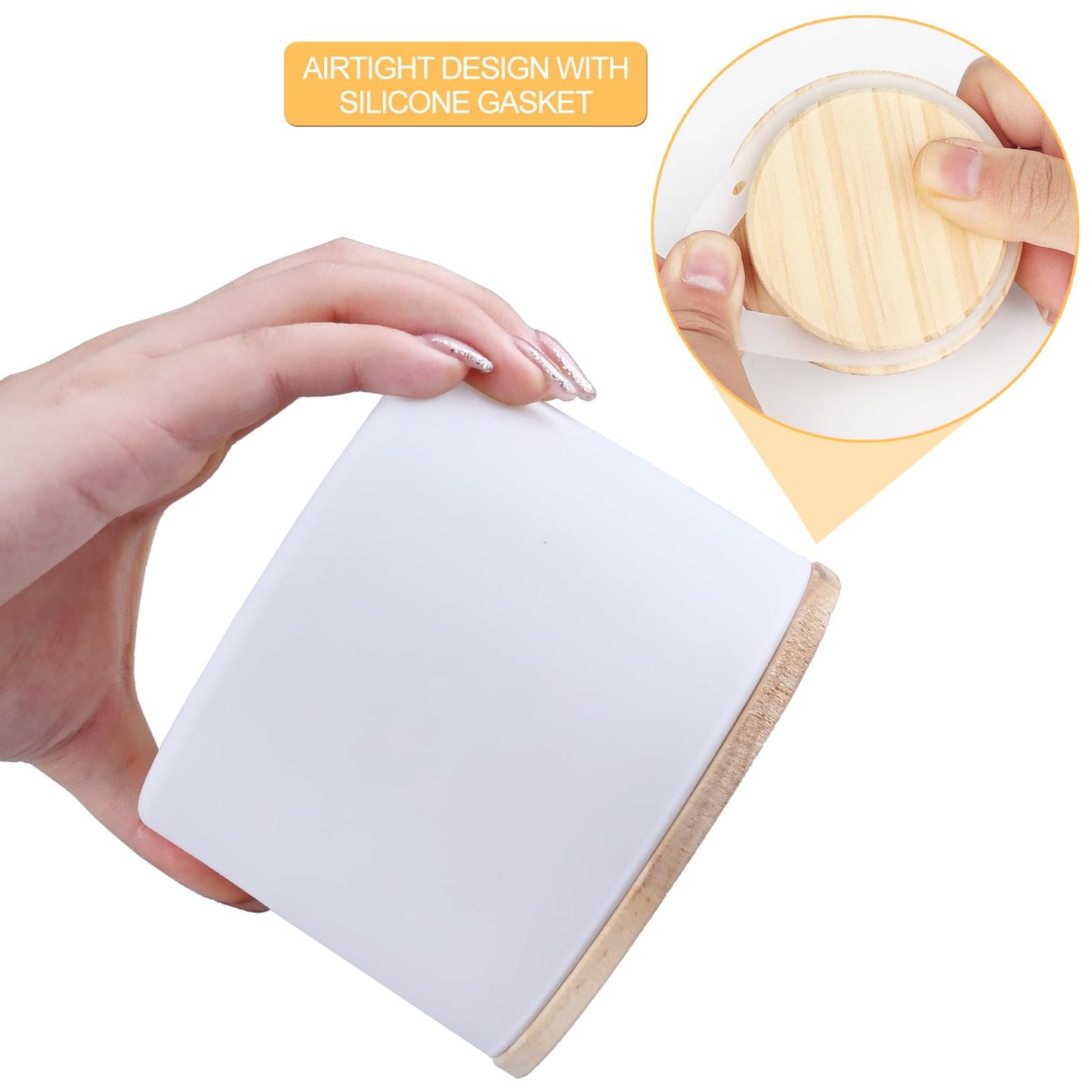 SHOWIN 18 OZ Thick Candle Jars for Making Candles 6 Pcs, Empty Jars with Wood Lids for Candle Making, Sample Container,Frosted White