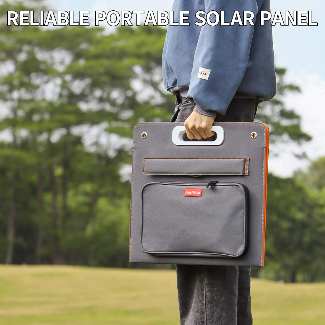 Foldable Solar Panel, FF FLASHFISH 18V/60W Portable Solar Charger Charge for Portable Power Station, Phone, Laptop, with DC Output, 45W USB-C, QC3.0 Port When Camping Fishing Van RV Road Trip