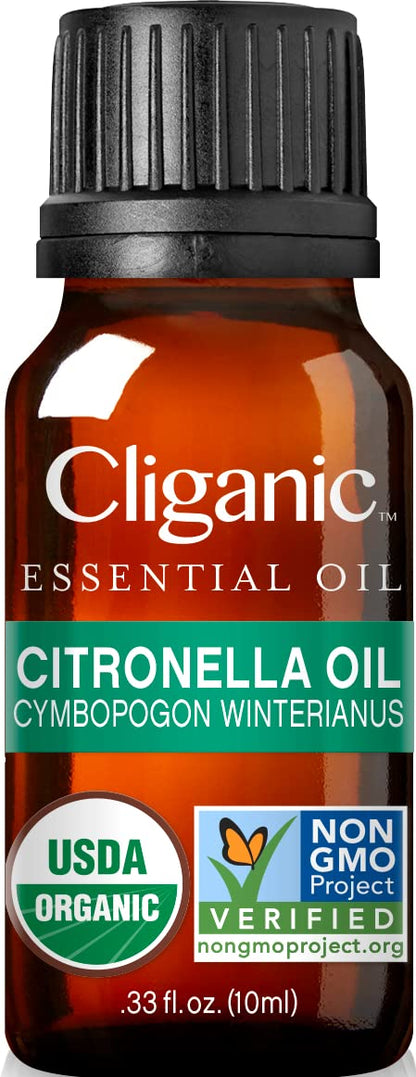 Cliganic Organic Essential Oils Set (Top 5) - 100% Pure Natural - Aromatherapy, Candle Making - Peppermint, Lavender, Eucalyptus, Lemongrass & Orange (Packaging May Vary)