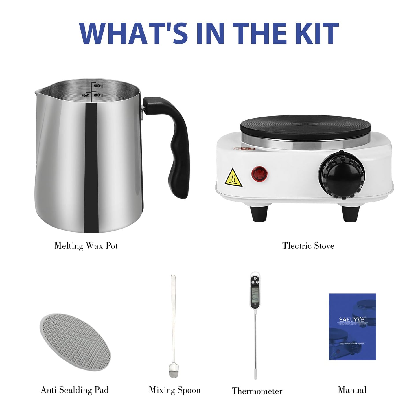 SAEUYVB Candle Making Kit with Wax Melter, Thermometer, Pouring Pot and Supplies for Beginners