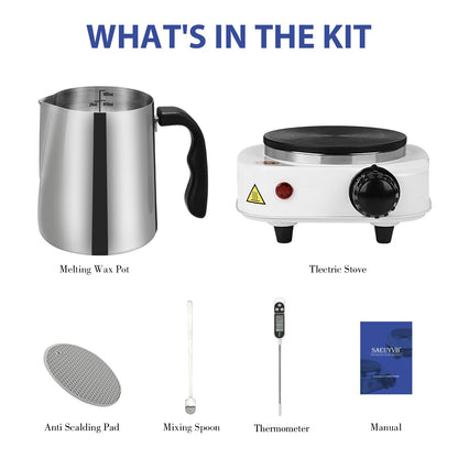 SAEUYVB Candle Making Kit with Wax Melter, Thermometer, Pouring Pot and Supplies for Beginners