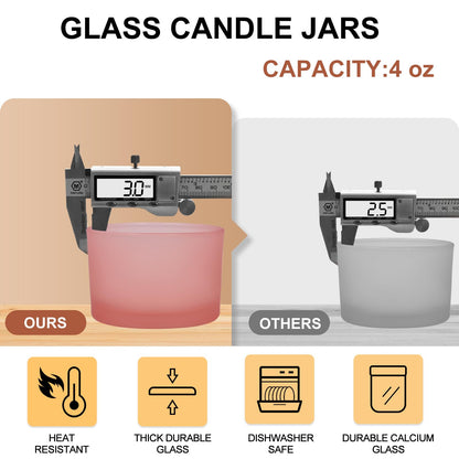 Thick Candle Jars for Making Candles 16 Pcs, 7 OZ Empty Jars with Wood Lids for Candle Making, Sample Container, Frosted White