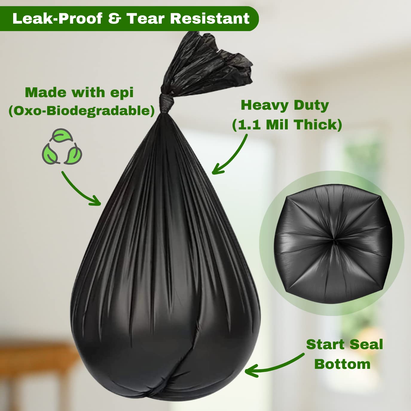 Portable Camping Waste Toilet Bags, 8 Gallon Black Can Liner for Travel, Camping and Outdoor Getaways (120 Count)