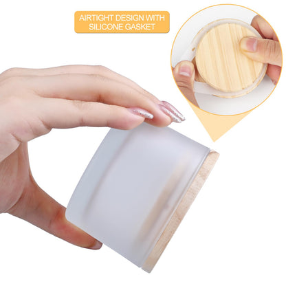 Thick Candle Jars for Making Candles 16 Pcs, 7 OZ Empty Jars with Wood Lids for Candle Making, Sample Container, Frosted White