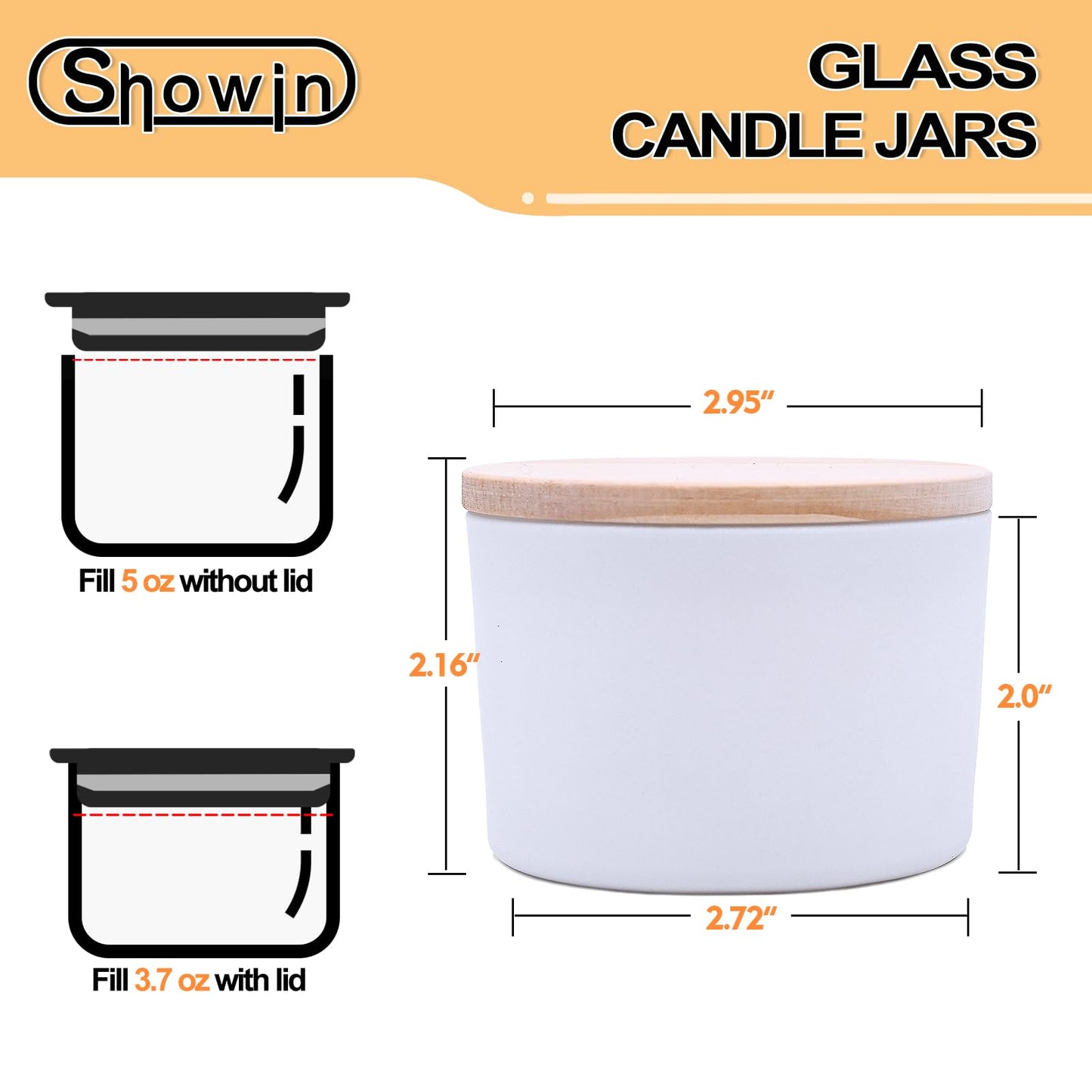 Thick Candle Jars for Making Candles 16 Pcs, 7 OZ Empty Jars with Wood Lids for Candle Making, Sample Container, Frosted White