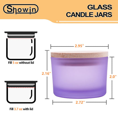 Thick Candle Jars for Making Candles 16 Pcs, 7 OZ Empty Jars with Wood Lids for Candle Making, Sample Container, Frosted White