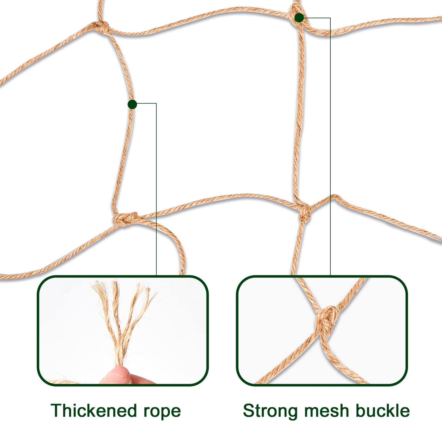 Plant Support Netting - Biodegradable Natural Jute Net for Garden Climbing Vining Plants Cucumber, Vine, Fruits & Vegetables Tomato (6.6 Ft x 16.4 Ft, 5.9 Inch Squares)
