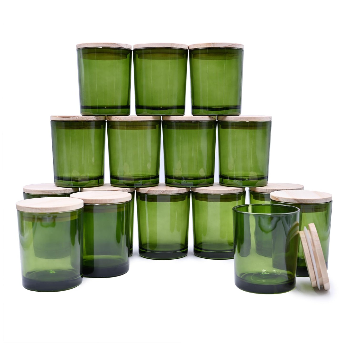 Thick Candle Jars for Making Candles 16 Pcs, 7 OZ Empty Jars with Wood Lids for Candle Making, Sample Container, Frosted White