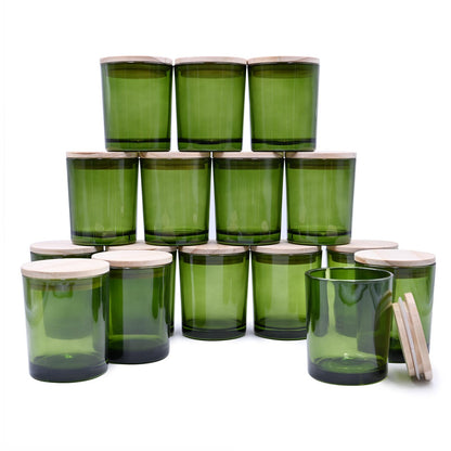 Thick Candle Jars for Making Candles 16 Pcs, 7 OZ Empty Jars with Wood Lids for Candle Making, Sample Container, Frosted White