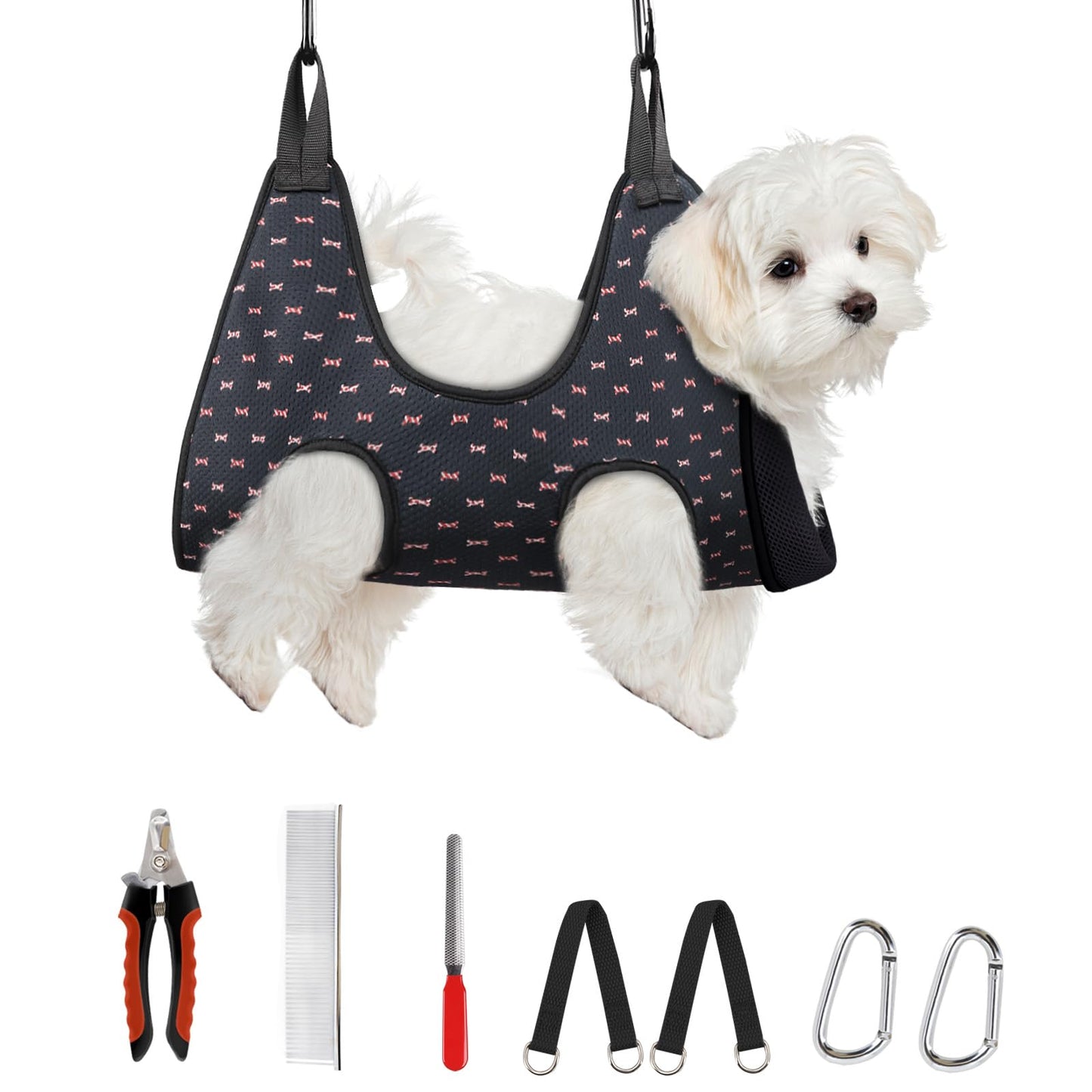 Supet Dog Grooming Hammock for Small Dogs Cat, Relaxation Pet Grooming Hammock Restraint for Nail Trimming (Coral Blue, S（ Legs Spacing：7-10.2" / Max W：15-35LBS）)