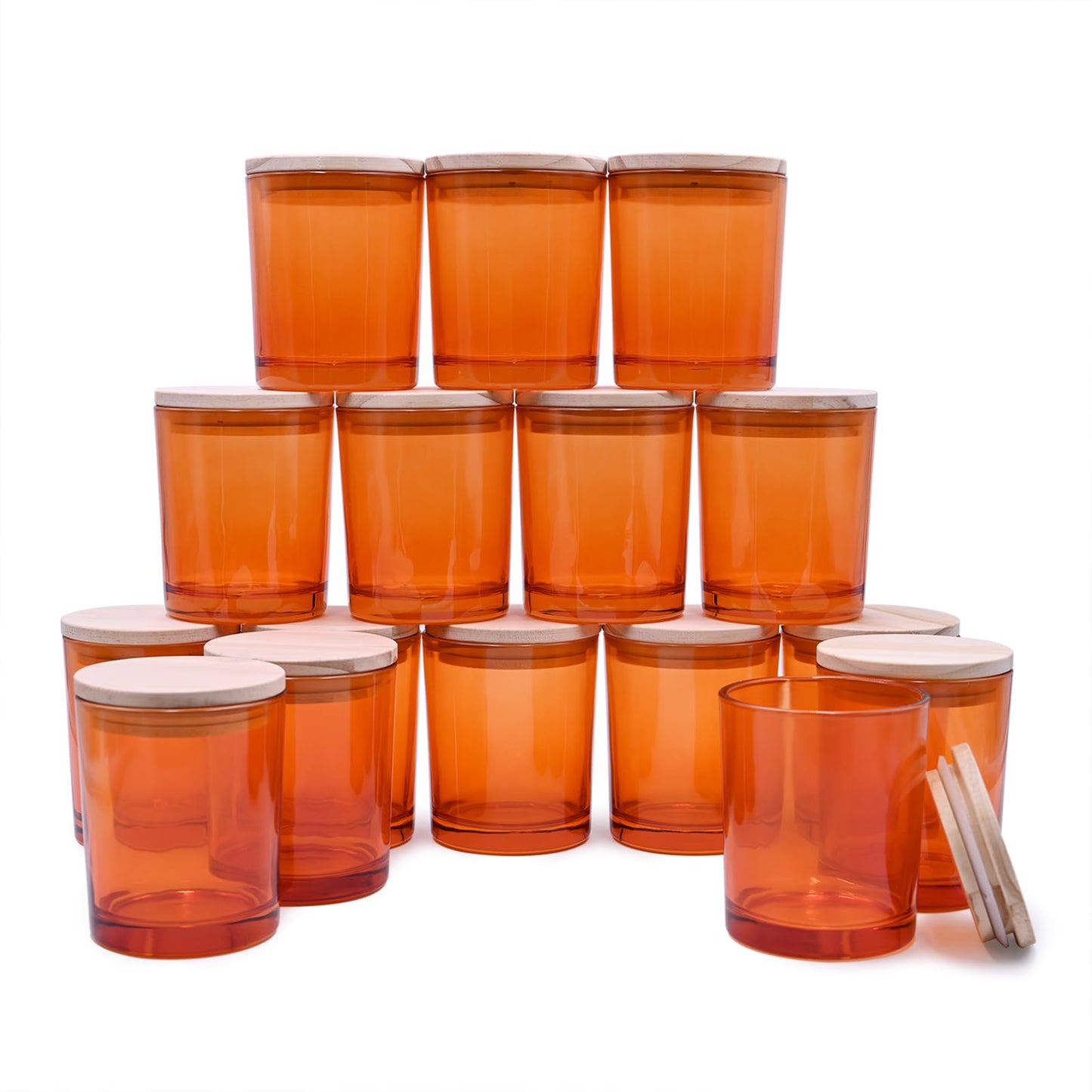 Thick Candle Jars for Making Candles 16 Pcs, 7 OZ Empty Jars with Wood Lids for Candle Making, Sample Container, Frosted White