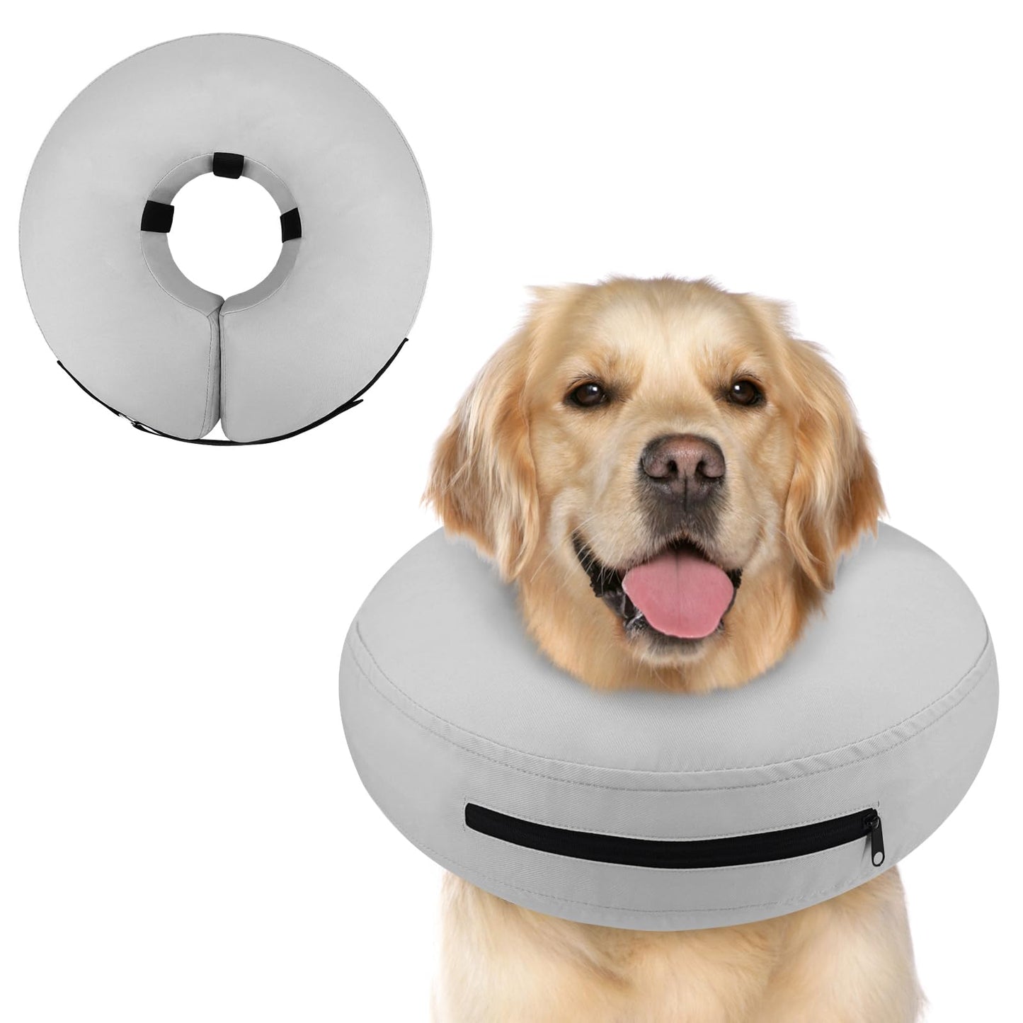 Supet Inflatable Dog Cone Collar Alternative After Surgery, Doggie Neck Donut Collar Recovery ECollar, Soft Dog Cone for Small Medium Large Dogs