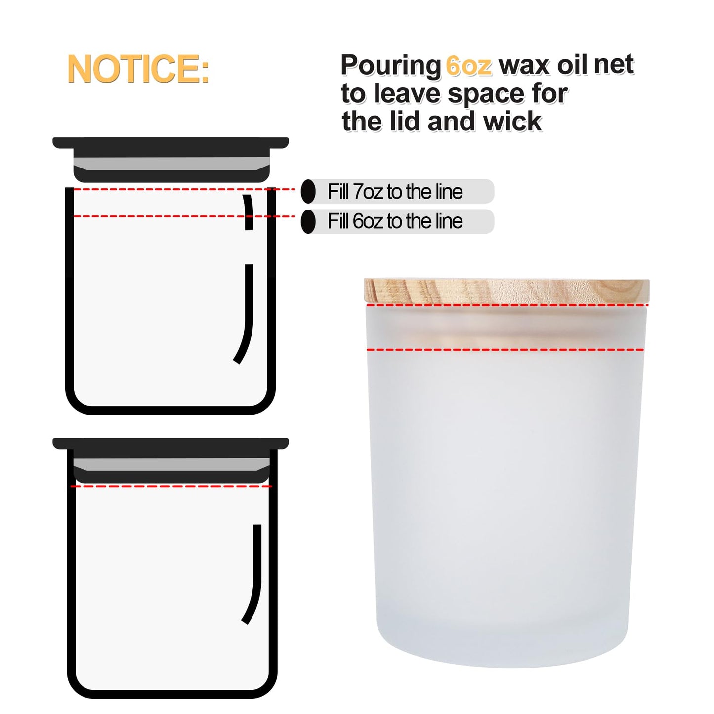 Thick Candle Jars for Making Candles 16 Pcs, 7 OZ Empty Jars with Wood Lids for Candle Making, Sample Container, Frosted White