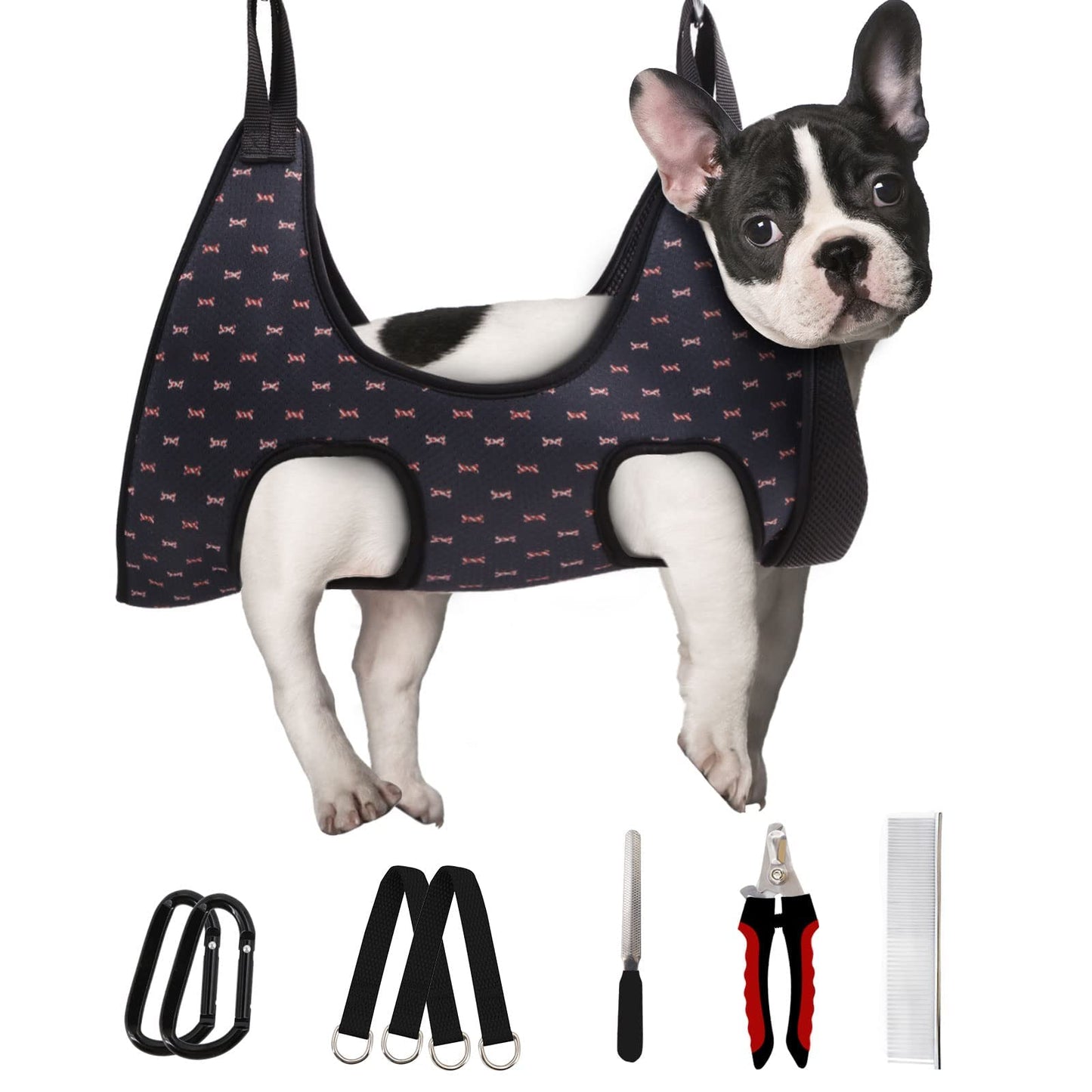 Supet Dog Grooming Hammock for Small Dogs Cat, Relaxation Pet Grooming Hammock Restraint for Nail Trimming (Coral Blue, S（ Legs Spacing：7-10.2" / Max W：15-35LBS）)
