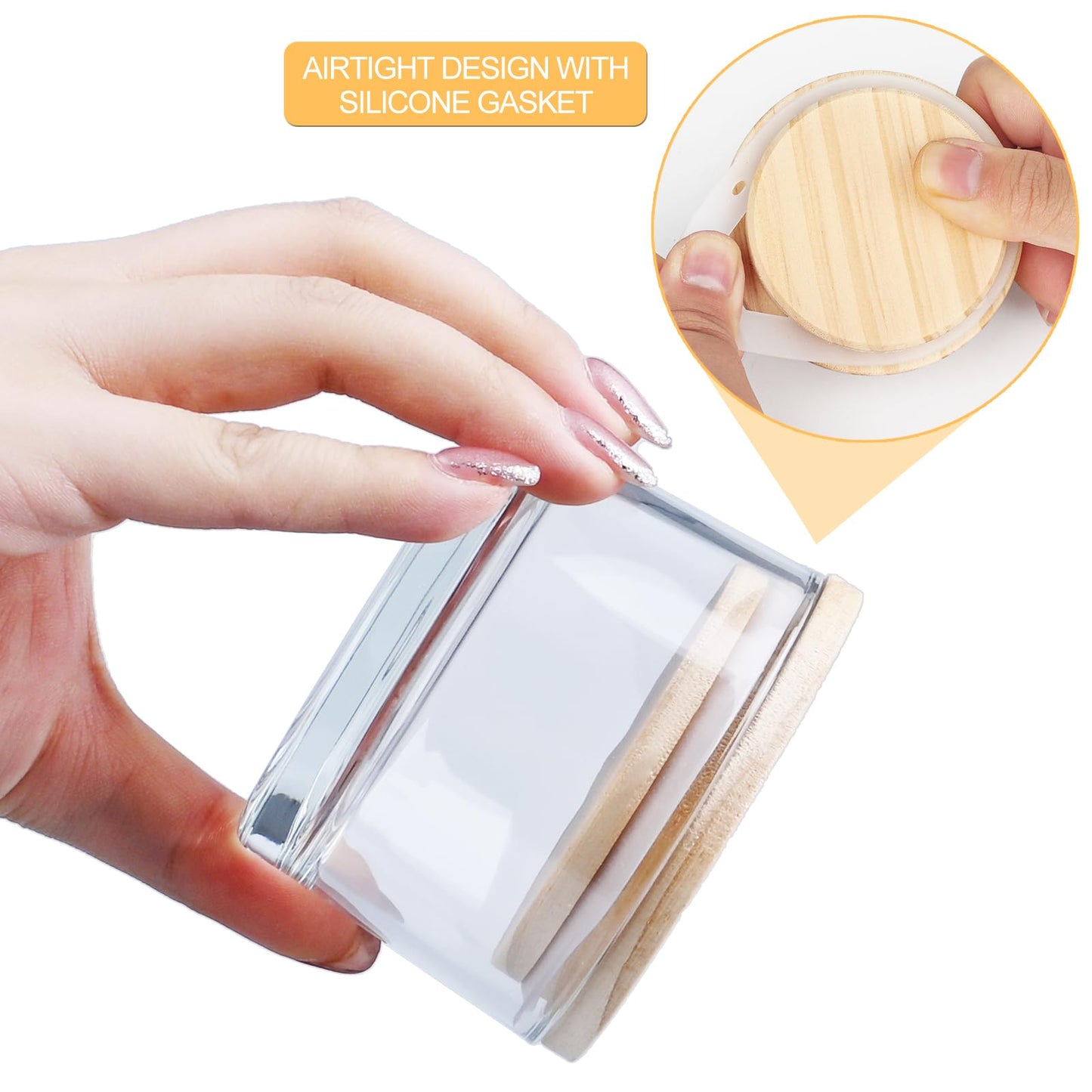 Thick Candle Jars for Making Candles 16 Pcs, 7 OZ Empty Jars with Wood Lids for Candle Making, Sample Container, Frosted White