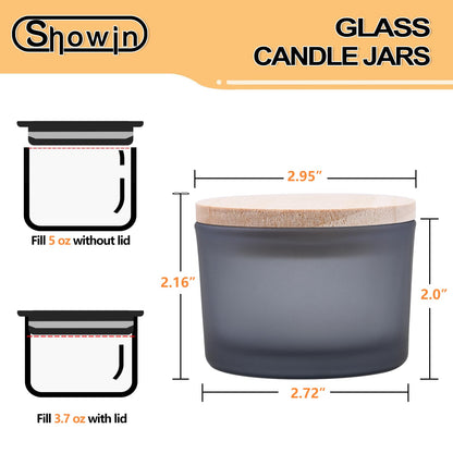 Thick Candle Jars for Making Candles 16 Pcs, 7 OZ Empty Jars with Wood Lids for Candle Making, Sample Container, Frosted White