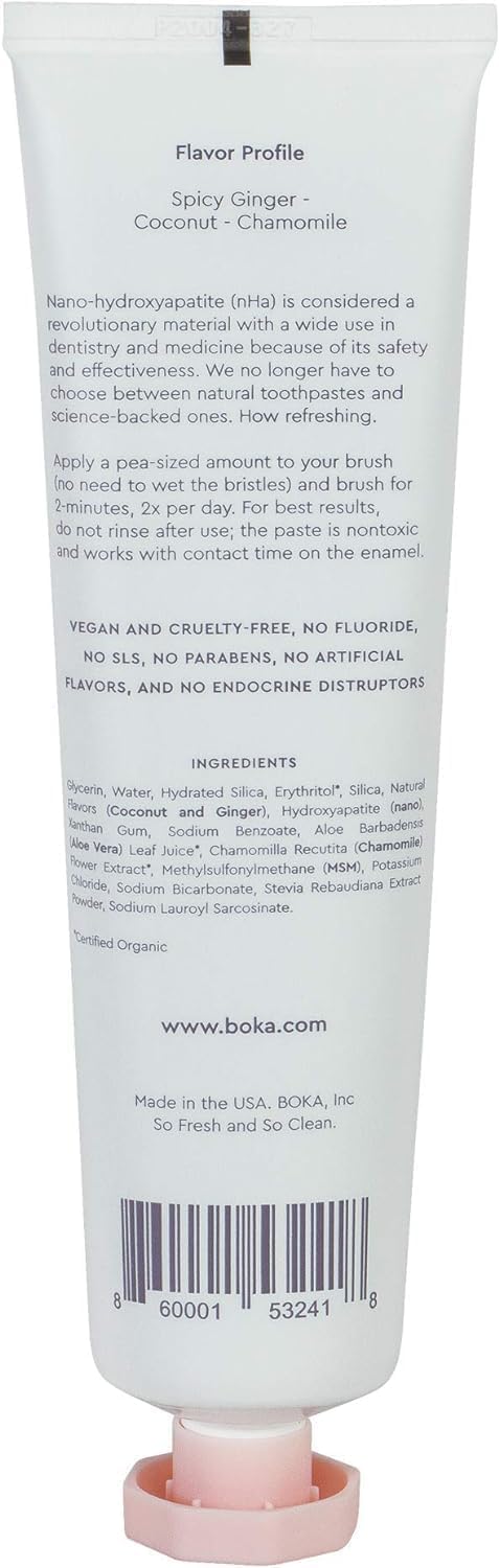 Boka Fluoride Free Toothpaste Nano Hydroxyapatite, Stocking Stuffers Remineralizing, Whitening - Dentist Recommended for Adult, Kids Oral Care Ela Mint Flavor, 4 Fl Oz 1Pk US Manufactured