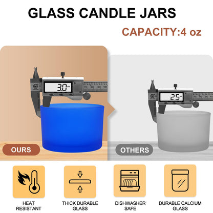 Thick Candle Jars for Making Candles 16 Pcs, 7 OZ Empty Jars with Wood Lids for Candle Making, Sample Container, Frosted White
