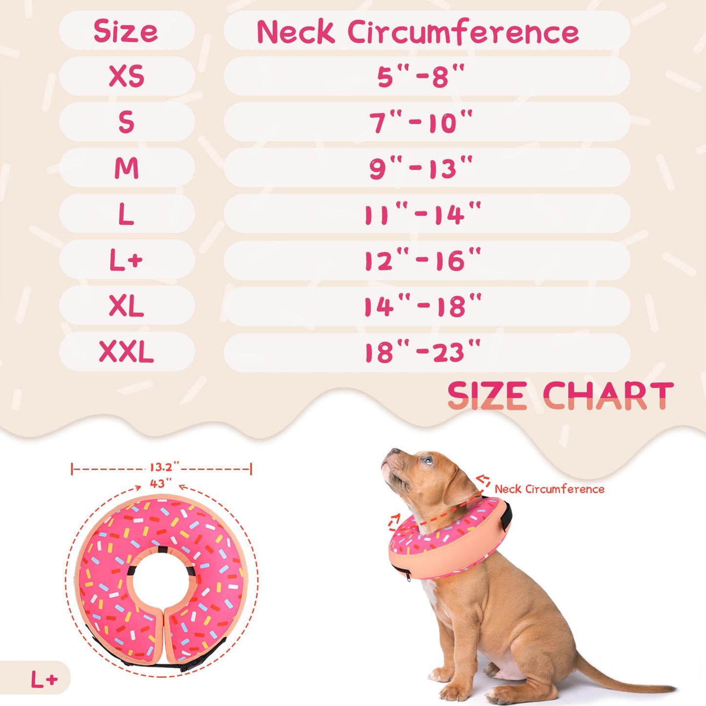 Supet Inflatable Dog Cone Collar Alternative After Surgery, Doggie Neck Donut Collar Recovery ECollar, Soft Dog Cone for Small Medium Large Dogs