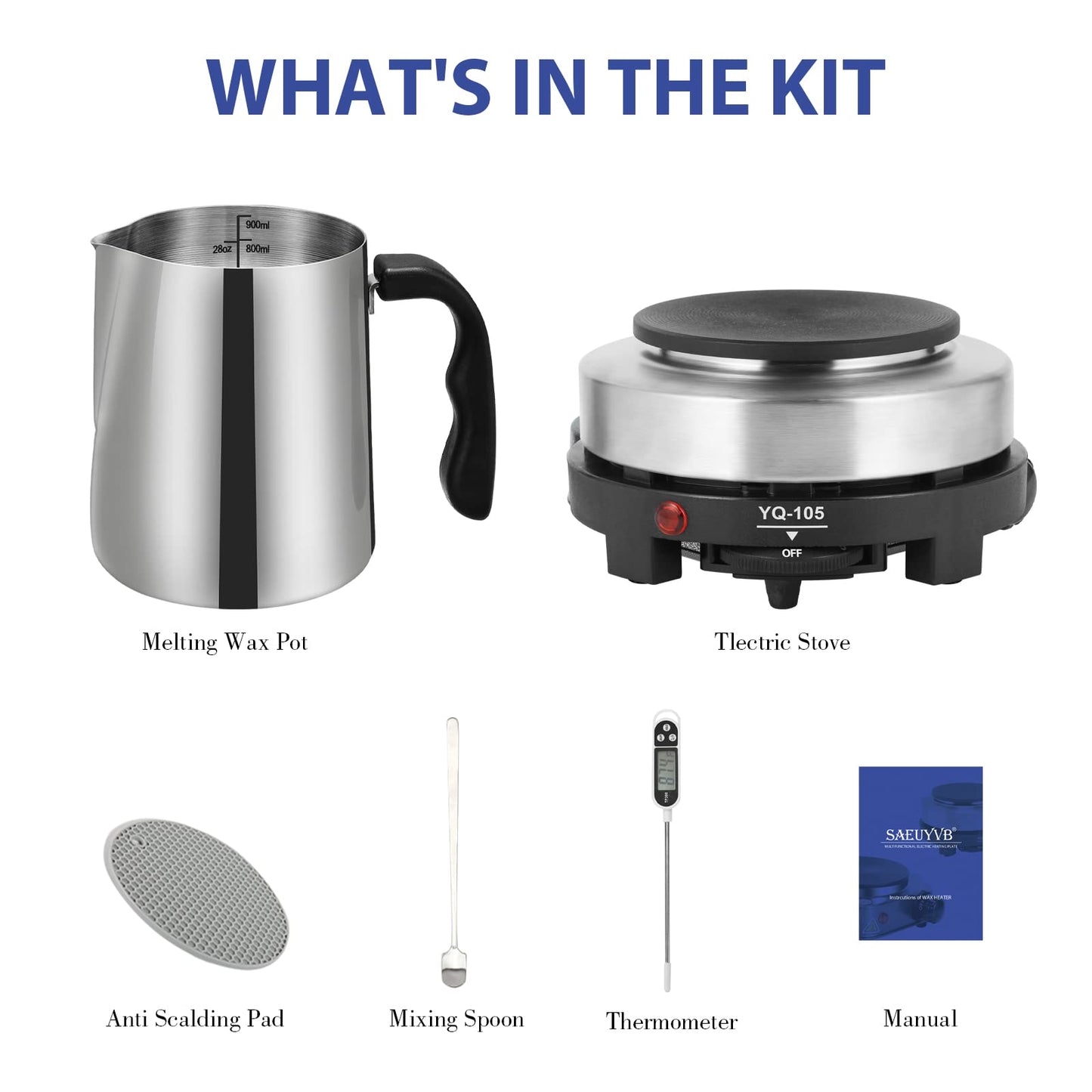 SAEUYVB Candle Making Kit with Wax Melter, Thermometer, Pouring Pot and Supplies for Beginners