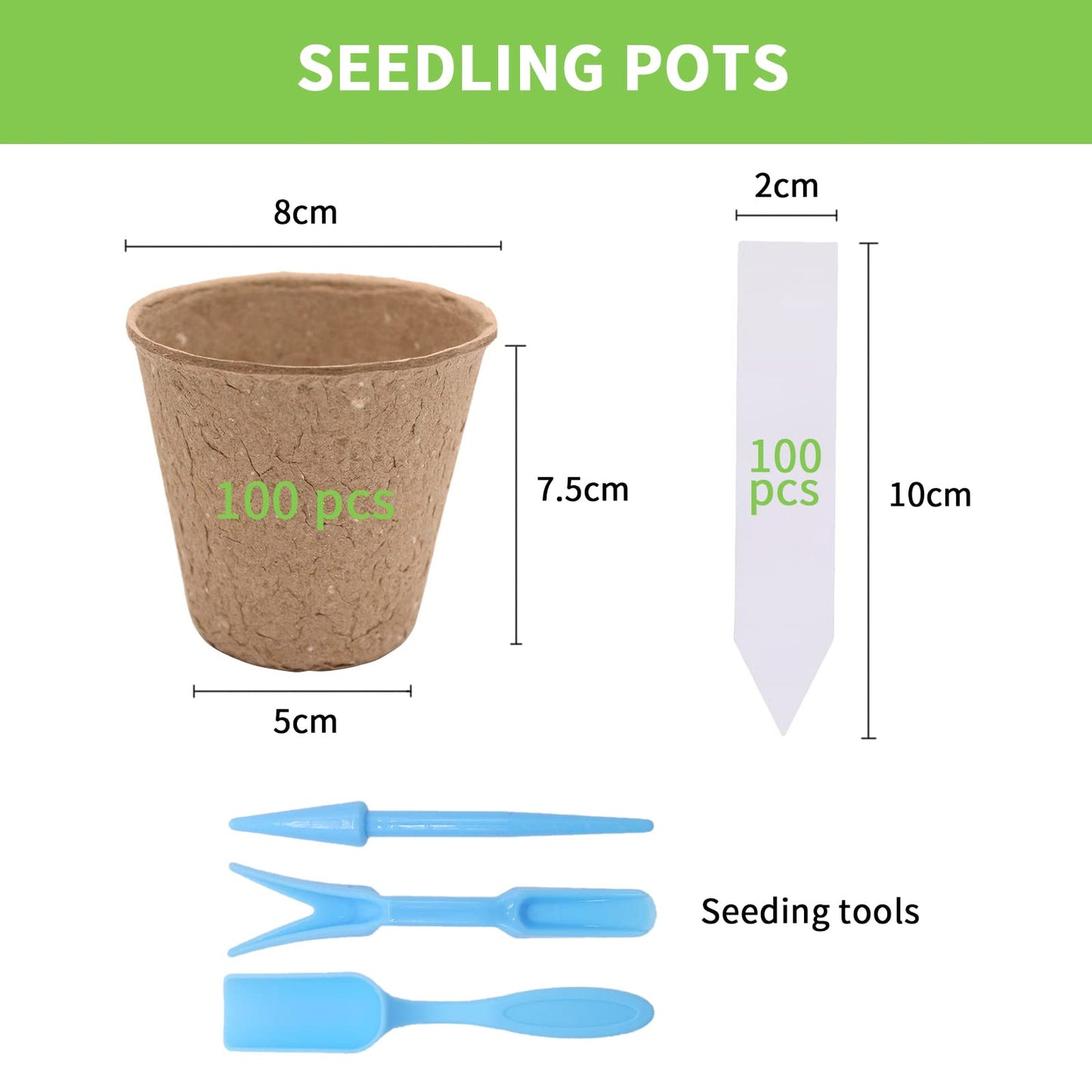 3T GROUP 50 Pcs 3 Inch Small Compostable Plant Pots,Disposable Flower Pots,Biodegradable Pots for Plant,Mini Seed Pots,Planting Pots,Peat Pot,Seeding Pots with Labels for Vegetables,Fruits,Garden
