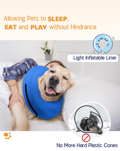 Supet Inflatable Dog Cone Collar Alternative After Surgery, Doggie Neck Donut Collar Recovery ECollar, Soft Dog Cone for Small Medium Large Dogs