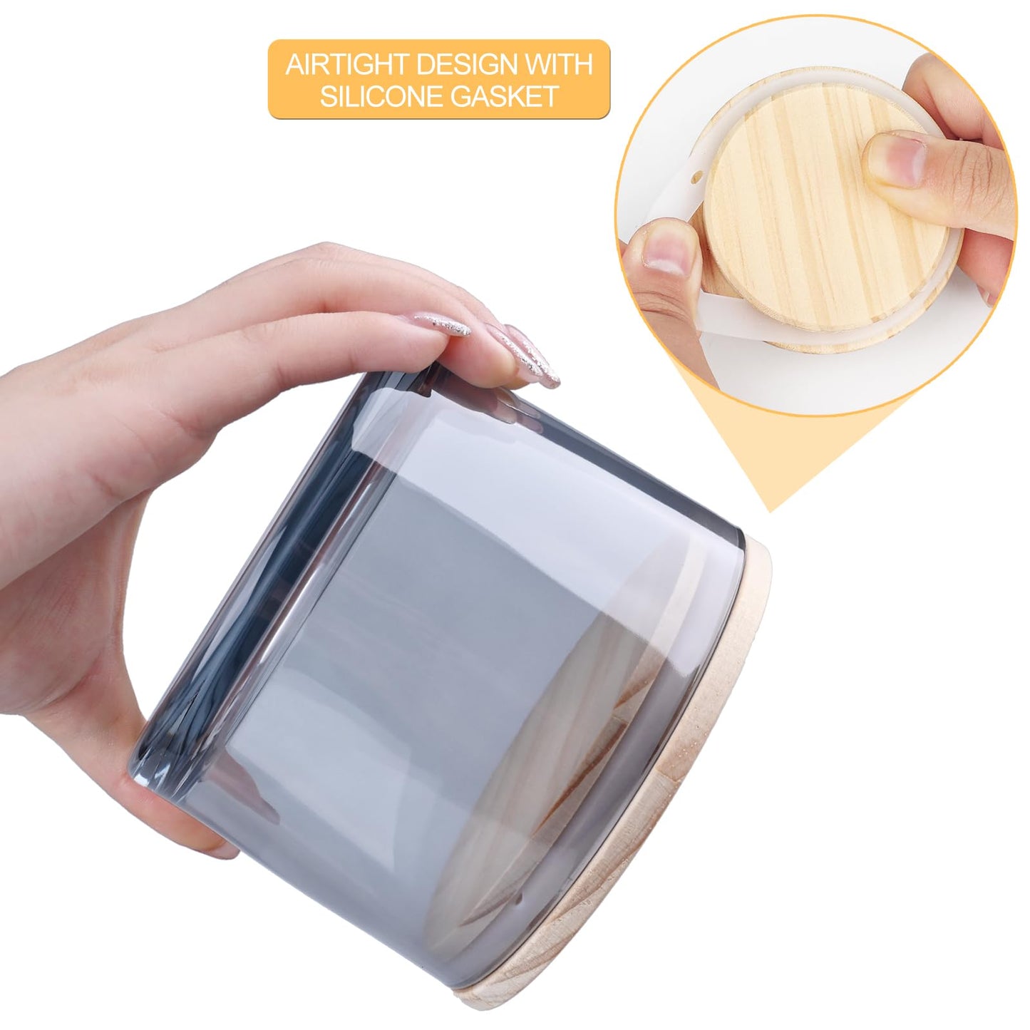 SHOWIN 18 OZ Thick Candle Jars for Making Candles 6 Pcs, Empty Jars with Wood Lids for Candle Making, Sample Container,Frosted White