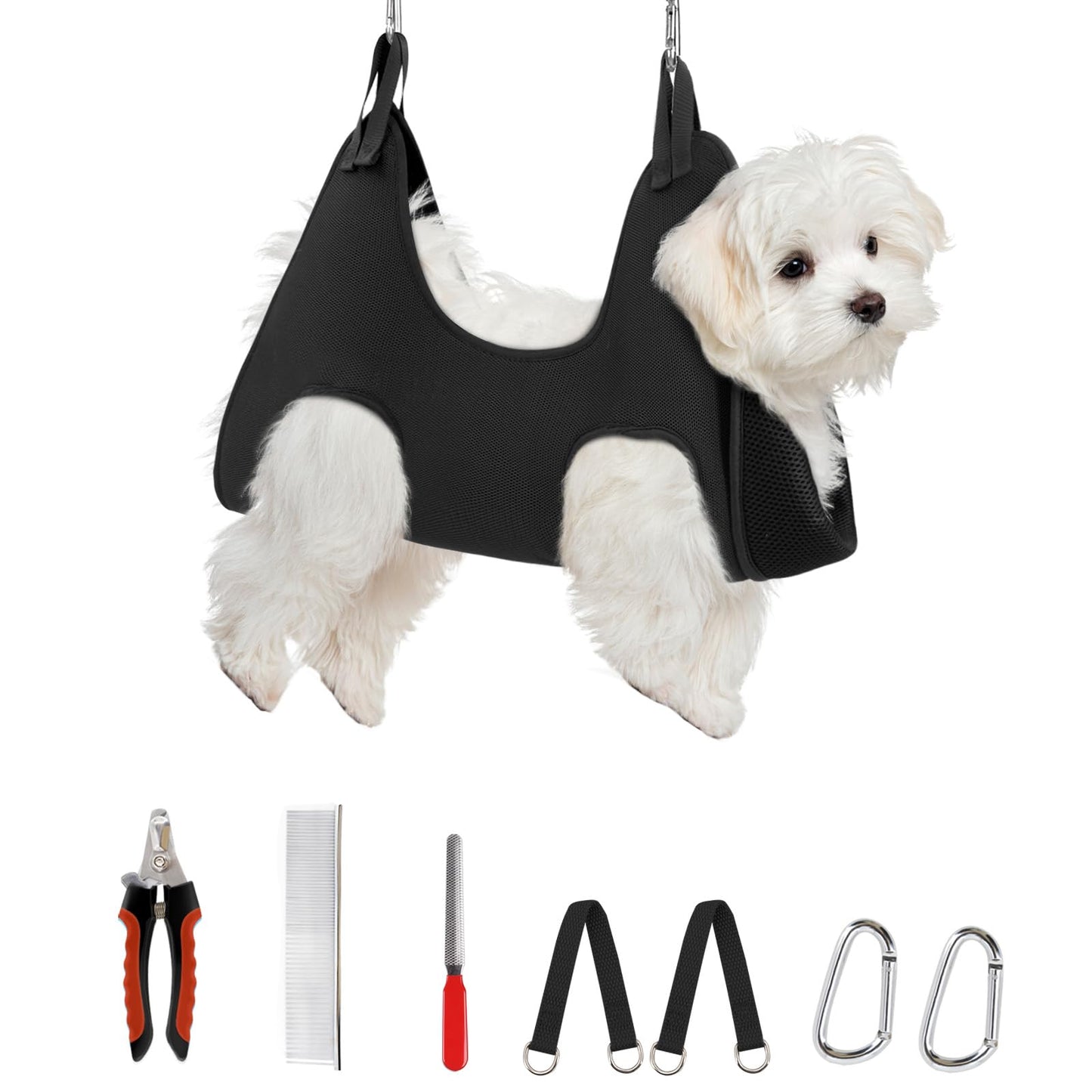 Supet Dog Grooming Hammock for Small Dogs Cat, Relaxation Pet Grooming Hammock Restraint for Nail Trimming (Coral Blue, S（ Legs Spacing：7-10.2" / Max W：15-35LBS）)