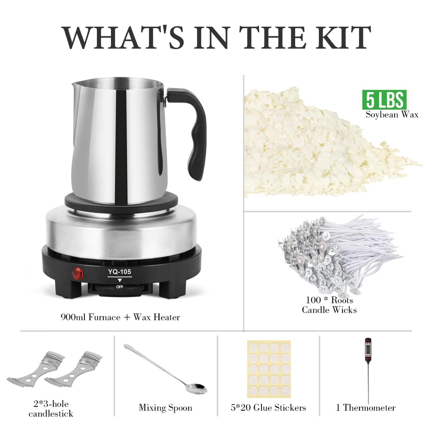 SAEUYVB Candle Making Kit with Wax Melter, Thermometer, Pouring Pot and Supplies for Beginners