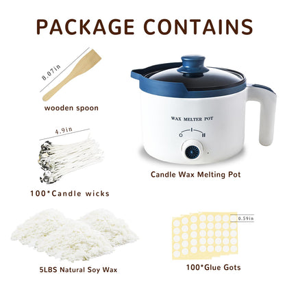 KQU Candle Making Kit for Candles, Home DIY Candle Wax Kit with Glass Jars for Adult, Candle Maker Kit with Wax Melter for Art & Craft