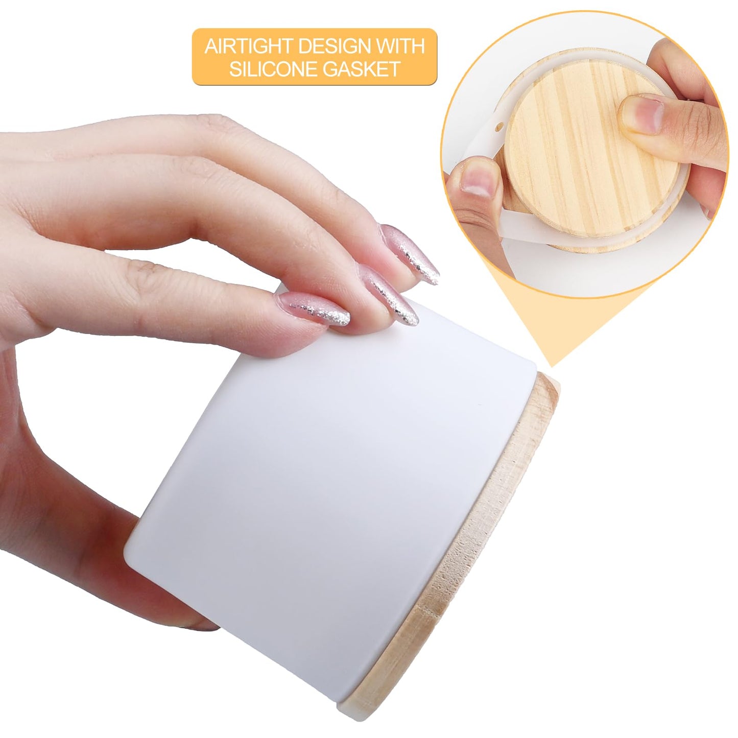Thick Candle Jars for Making Candles 16 Pcs, 7 OZ Empty Jars with Wood Lids for Candle Making, Sample Container, Frosted White