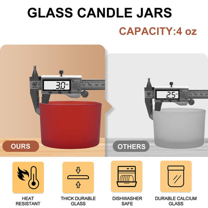 Thick Candle Jars for Making Candles 16 Pcs, 7 OZ Empty Jars with Wood Lids for Candle Making, Sample Container, Frosted White