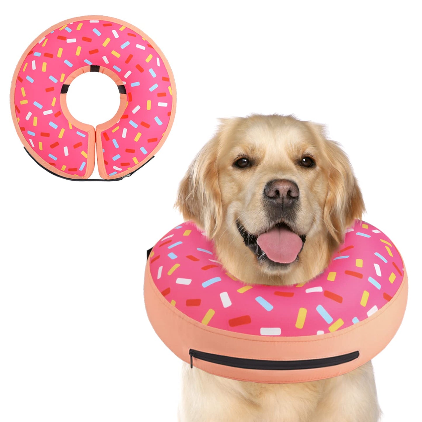Supet Inflatable Dog Cone Collar Alternative After Surgery, Doggie Neck Donut Collar Recovery ECollar, Soft Dog Cone for Small Medium Large Dogs