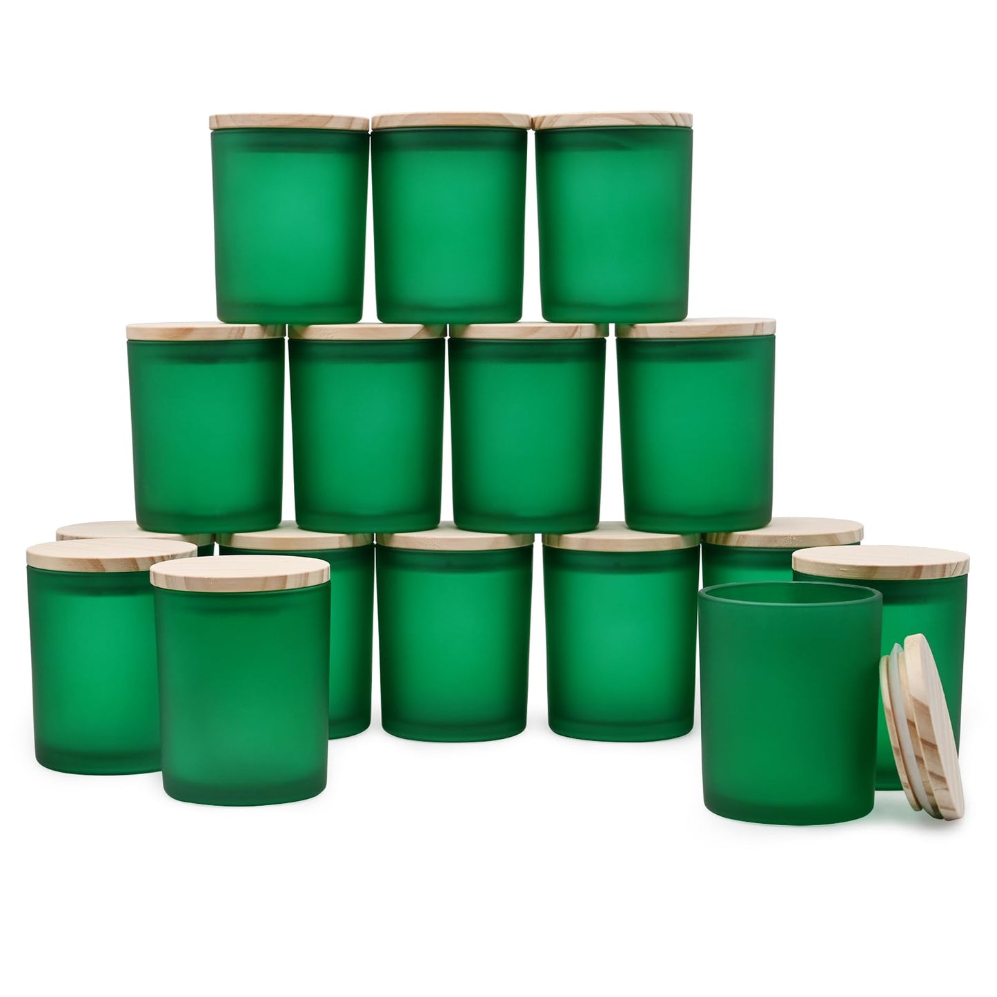 Thick Candle Jars for Making Candles 16 Pcs, 7 OZ Empty Jars with Wood Lids for Candle Making, Sample Container, Frosted White