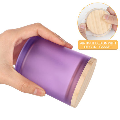 Thick Candle Jars for Making Candles 16 Pcs, 7 OZ Empty Jars with Wood Lids for Candle Making, Sample Container, Frosted White