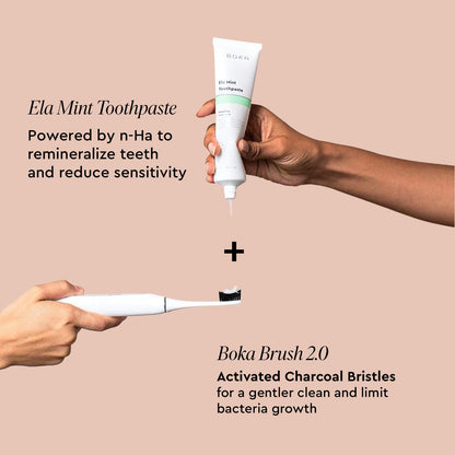 Boka Fluoride Free Toothpaste Nano Hydroxyapatite, Stocking Stuffers Remineralizing, Whitening - Dentist Recommended for Adult, Kids Oral Care Ela Mint Flavor, 4 Fl Oz 1Pk US Manufactured