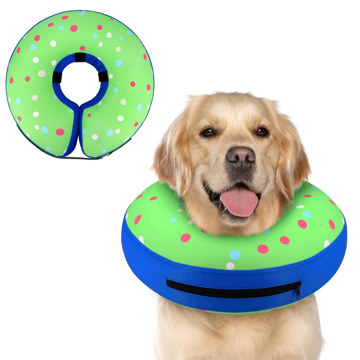 Supet Inflatable Dog Cone Collar Alternative After Surgery, Doggie Neck Donut Collar Recovery ECollar, Soft Dog Cone for Small Medium Large Dogs