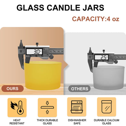 Thick Candle Jars for Making Candles 16 Pcs, 7 OZ Empty Jars with Wood Lids for Candle Making, Sample Container, Frosted White