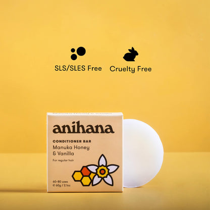 ANIHANA Shampoo Bar for Regular Normal Hair Clean Purifying Natural Healthy Look and Shine Paraben Free Manuka Honey and Almond 2.29 oz