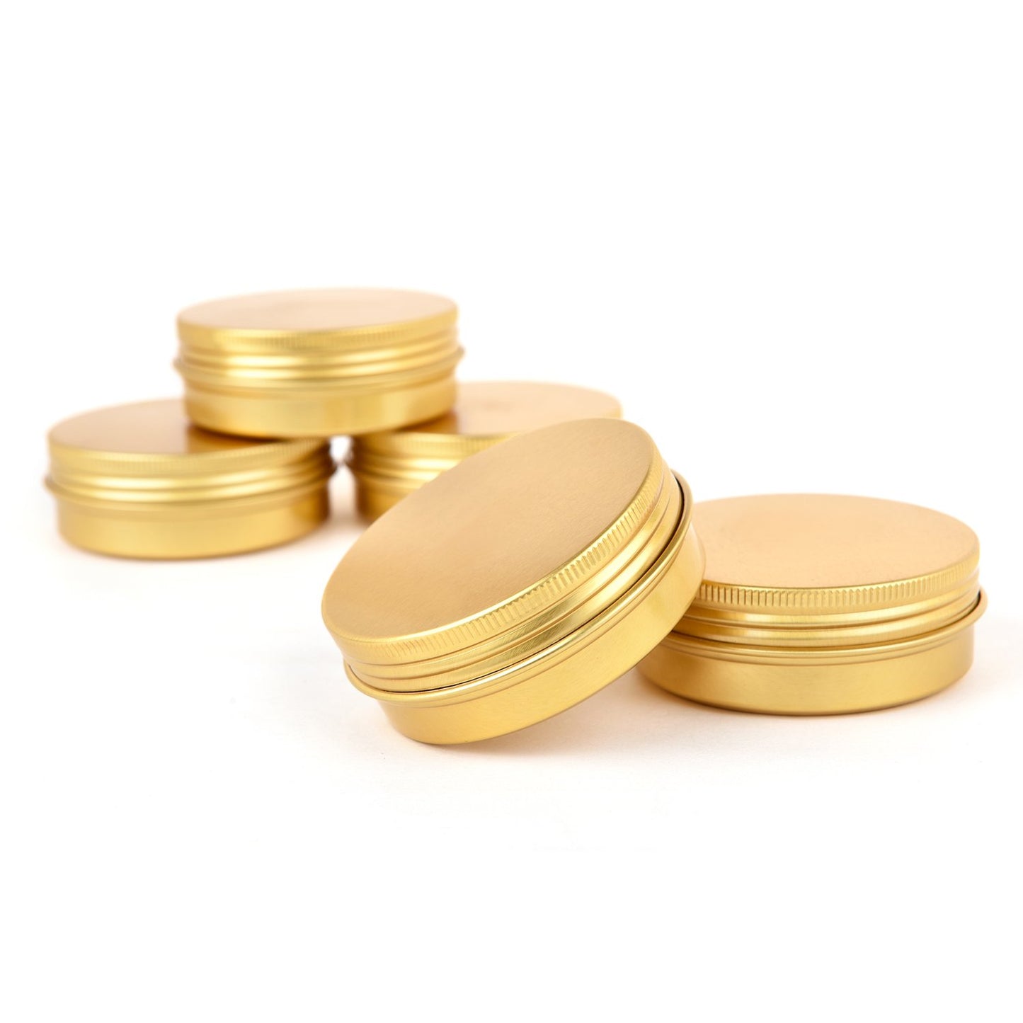 2oz 60ml Metal Storage Tins, Aluminum 2 oz Tins Jars Round Tin Containers, Empty Salve Jars Screw Top Tin Cans for Store Spices,Candies,Tea or Gift Giving,Gold(Pack of 14)
