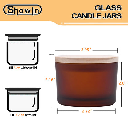 Thick Candle Jars for Making Candles 16 Pcs, 7 OZ Empty Jars with Wood Lids for Candle Making, Sample Container, Frosted White