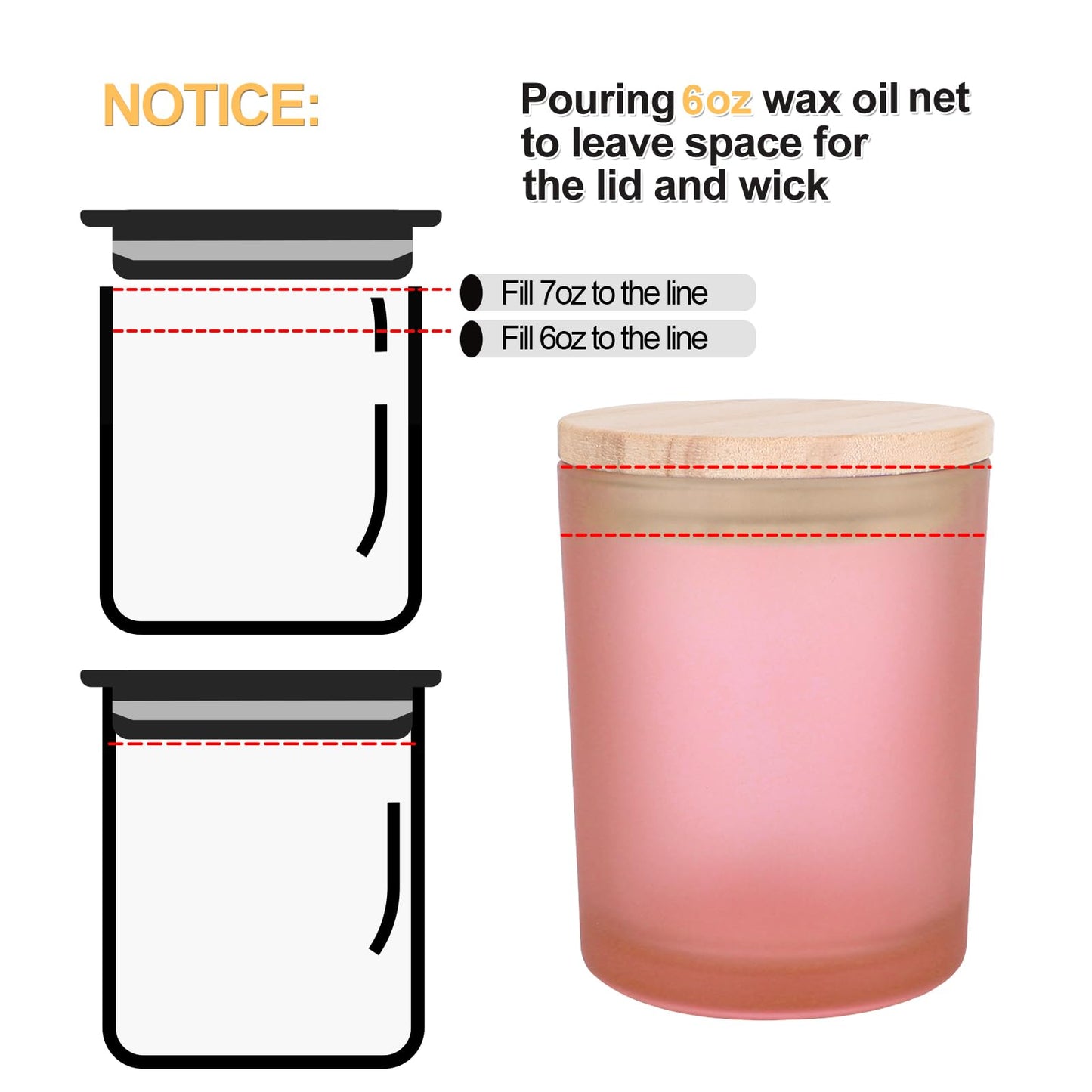 Thick Candle Jars for Making Candles 16 Pcs, 7 OZ Empty Jars with Wood Lids for Candle Making, Sample Container, Frosted White